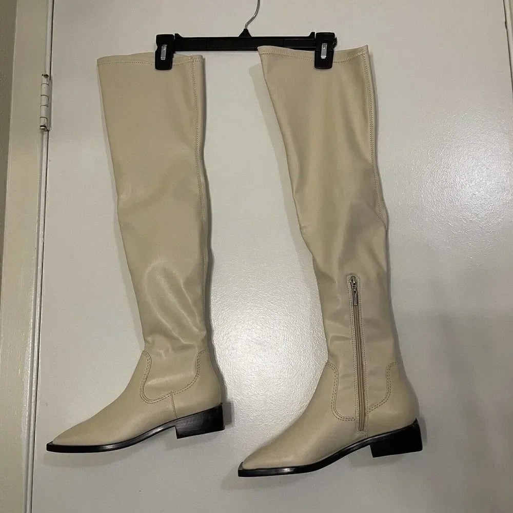 NEW Schutz Guily Up Over the Knee Boot Color EGGSHELL Square toe Size 6